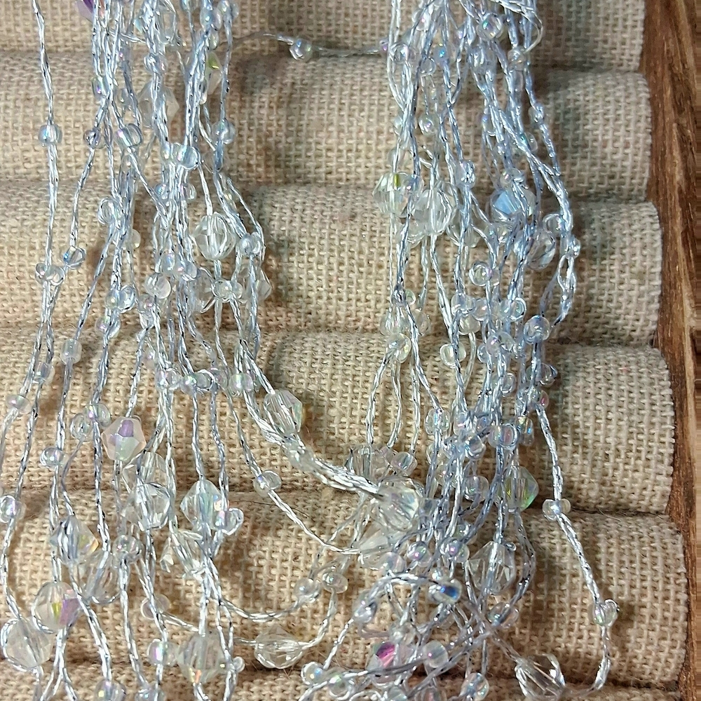 Silver Crystal Multi-Strand Necklace